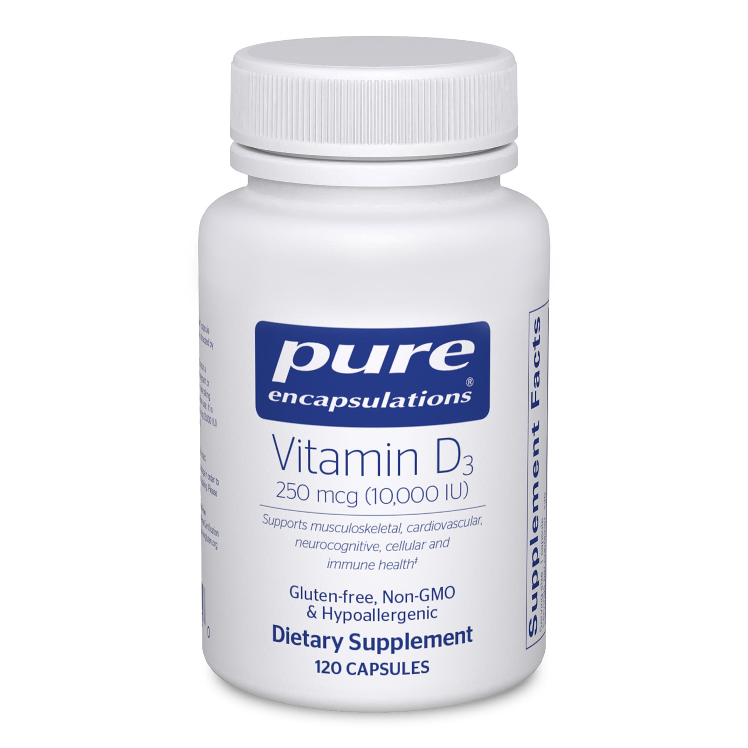 Pure Encapsulations envase frontal mostrando 120 cápsulas y marca para confianza
