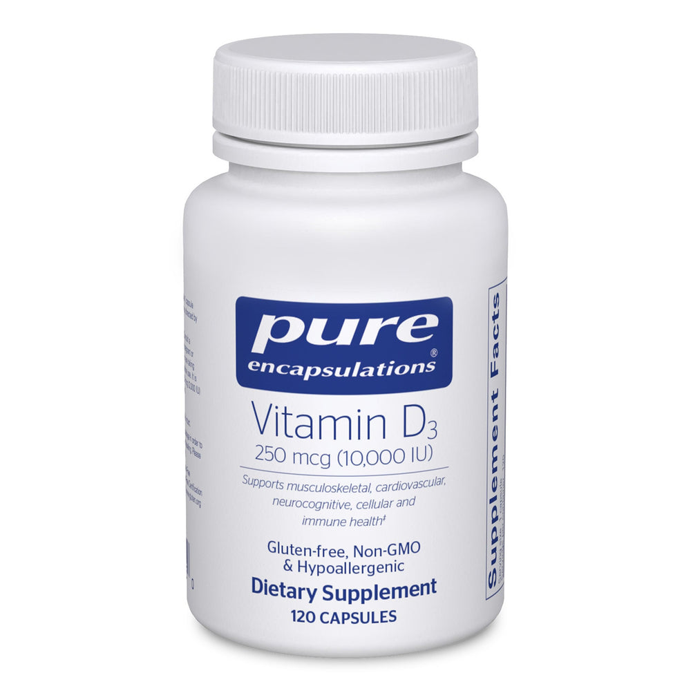 Pure Encapsulations envase frontal mostrando 120 cápsulas y marca para confianza