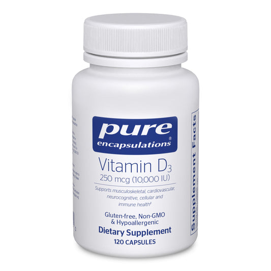 Pure Encapsulations envase frontal mostrando 120 cápsulas y marca para confianza