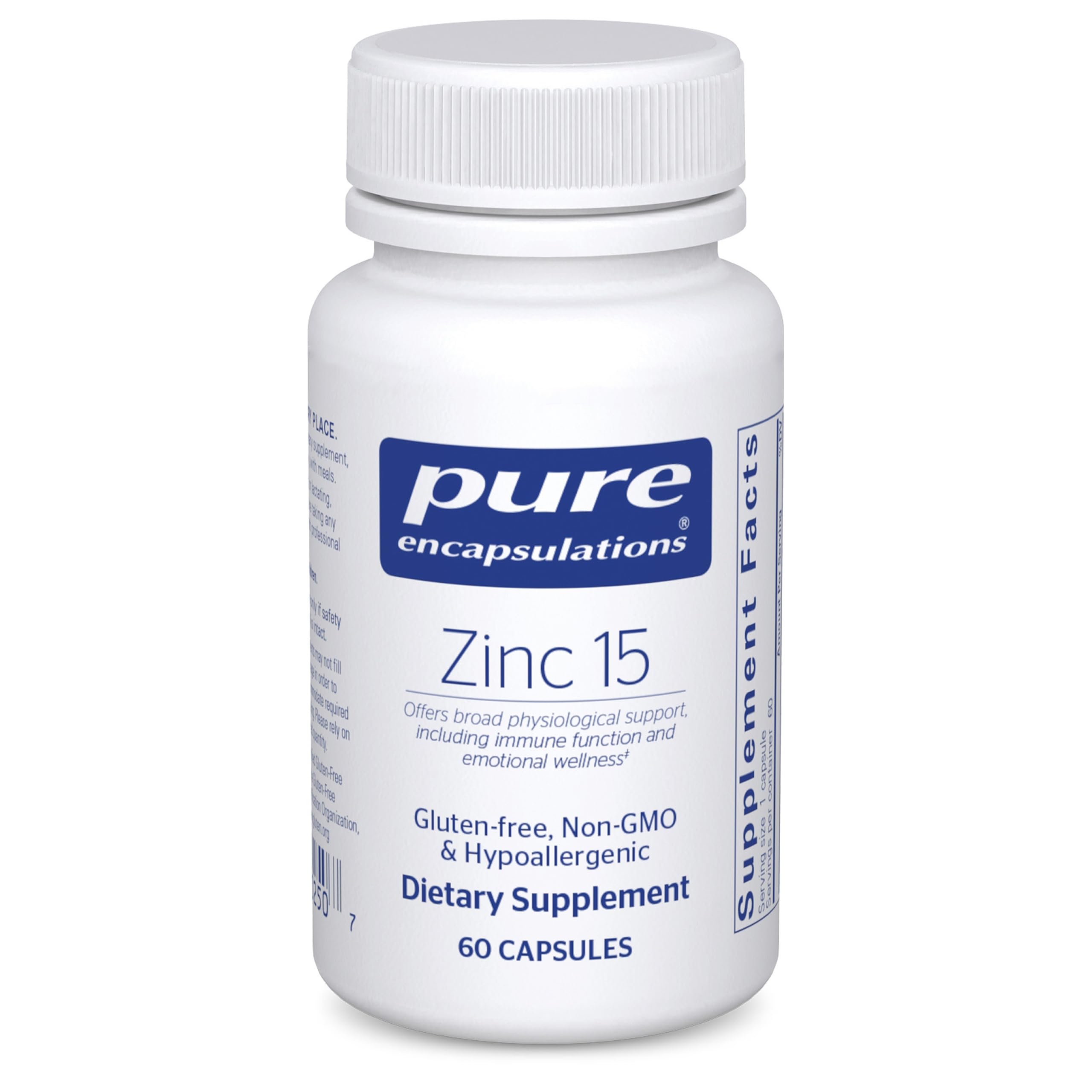 Pure Encapsulations frasco frontal y beneficios clave visibles
