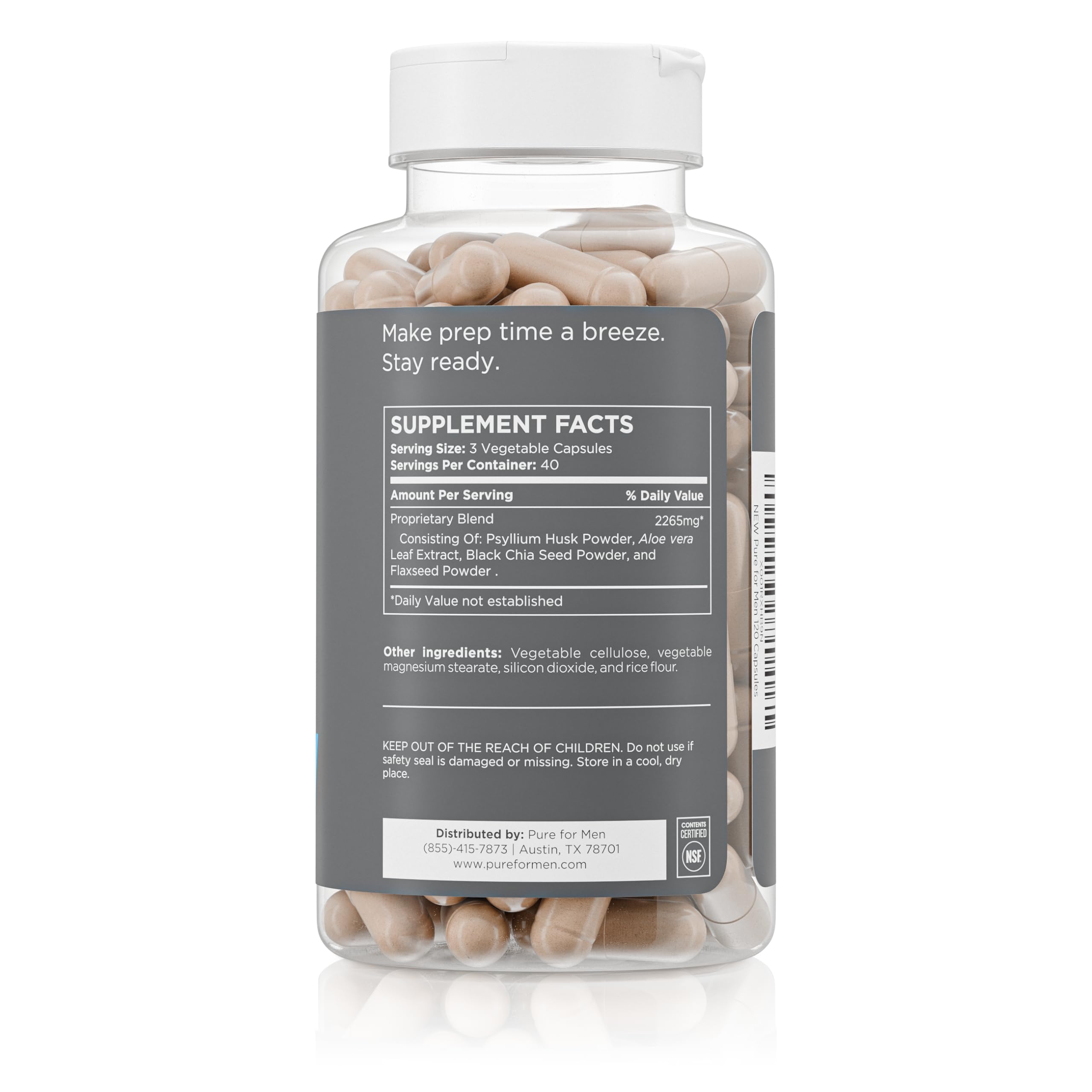 Pure for Men cápsulas sostenidas en mano para dosificación práctica