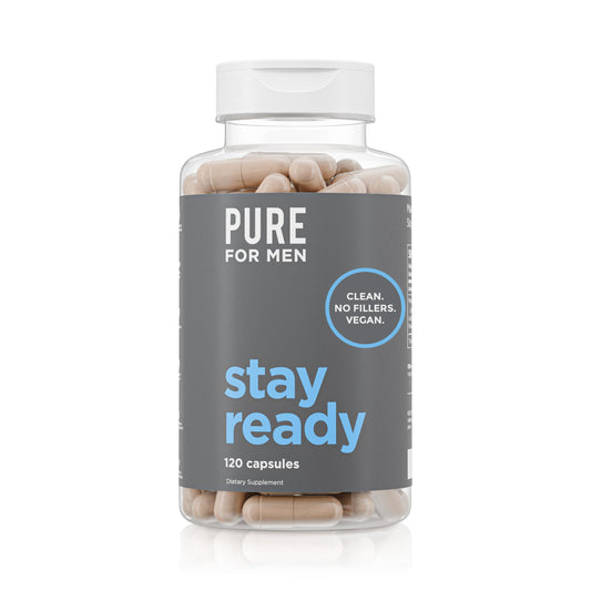 Pure for Men bote frontal mostrando diseño y beneficio de regularidad