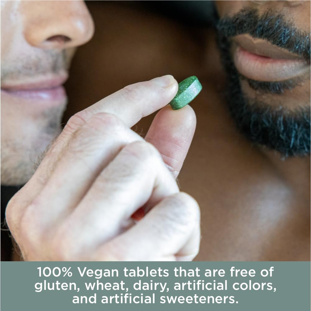 Pure for Men imagen de frutas y verduras representando el blend de 42 ingredientes