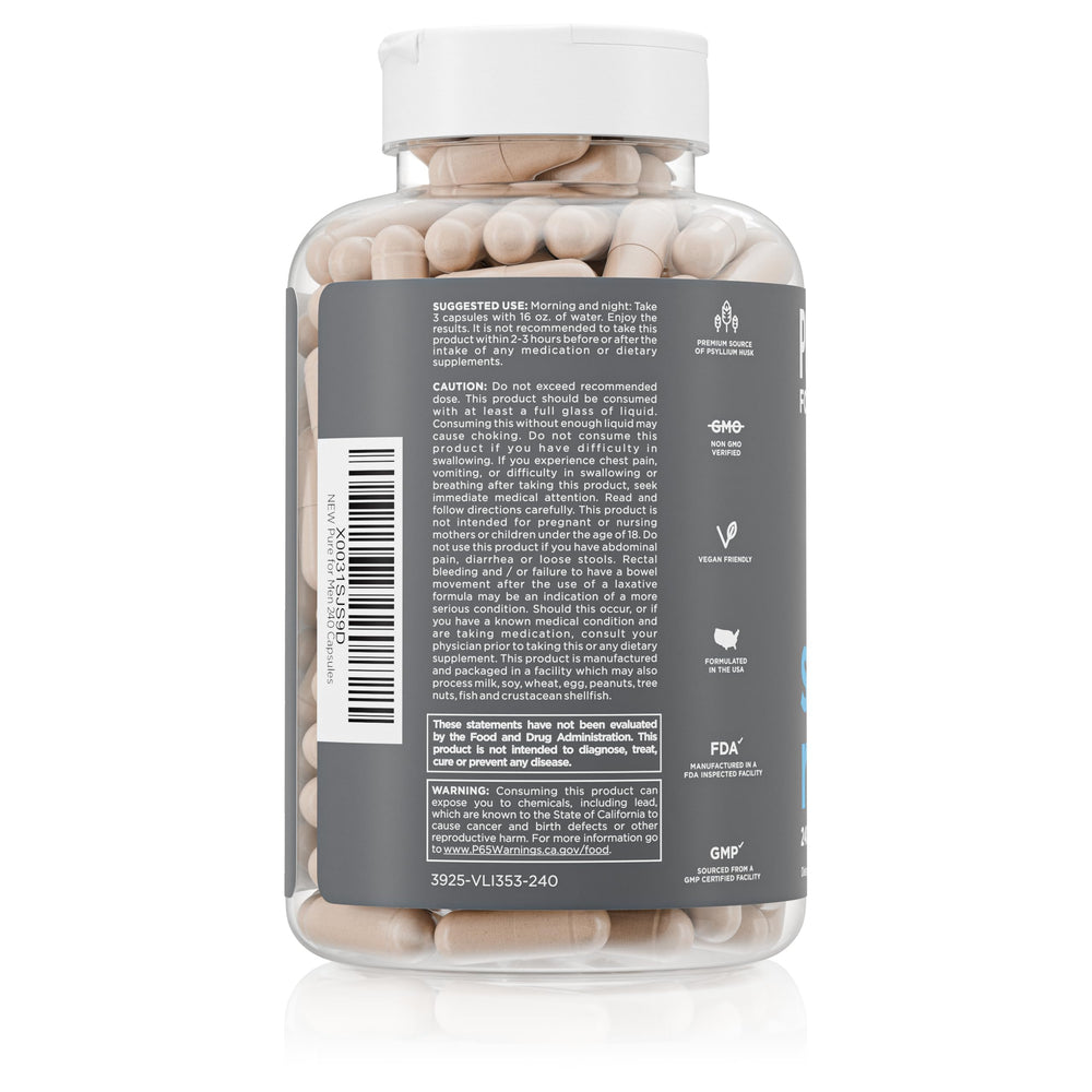 Pure for Men polvo de psyllium demostrando textura expansiva