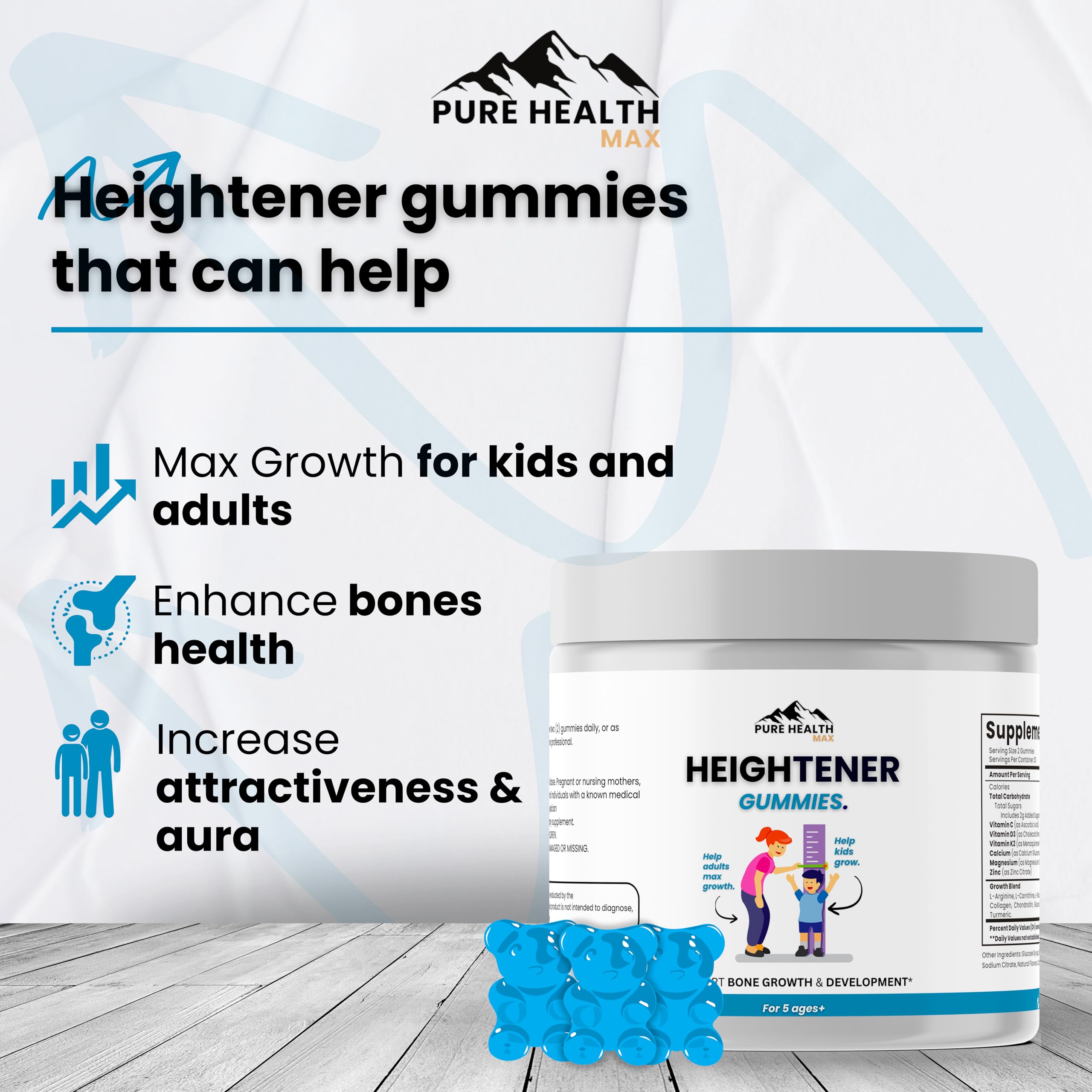 PURE HEALTH MAX detalle de textura de gominola, muestra consistencia blanda y masticable