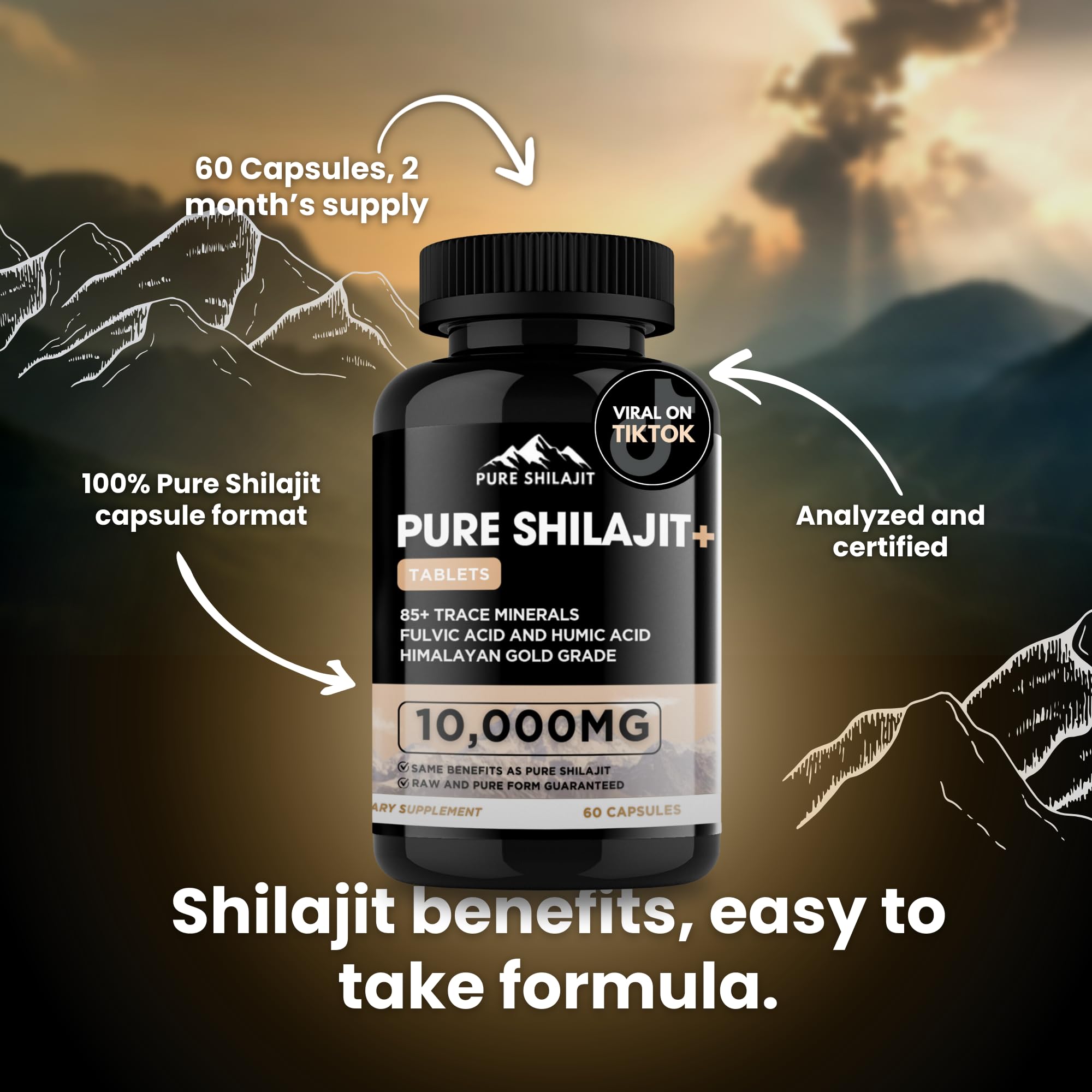 PURE HEALTH MAX detalle de resina que resalta concentración de minerales