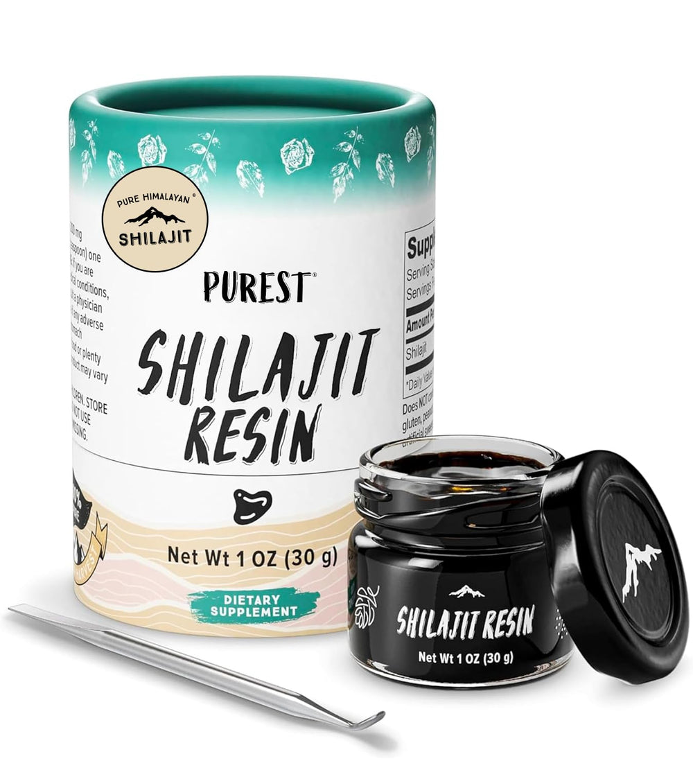 Pure Himalayan Shilajit frasco frontal mostrando marca y presentación protectora