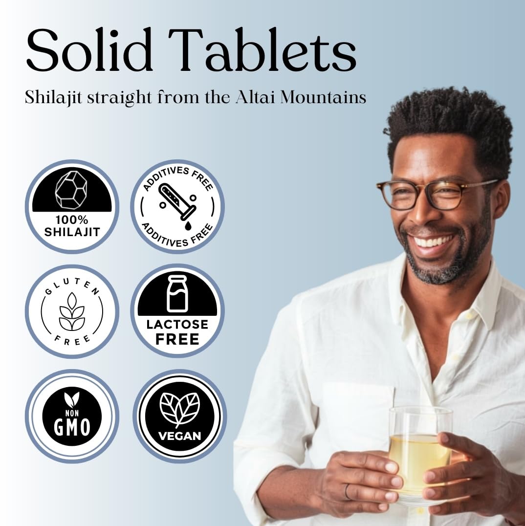 Pure Himalayan Shilajit textura de tableta en primer plano que evidencia pureza
