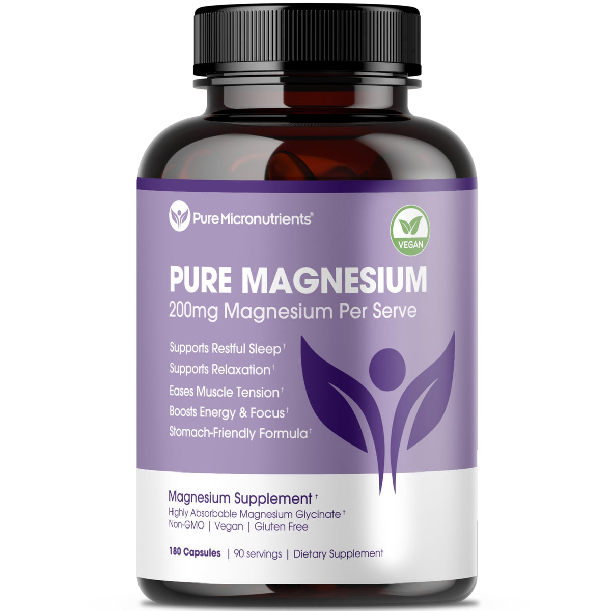 Pure Micronutrients frasco frontal mostrando 180 cápsulas, confianza y dosificación clara
