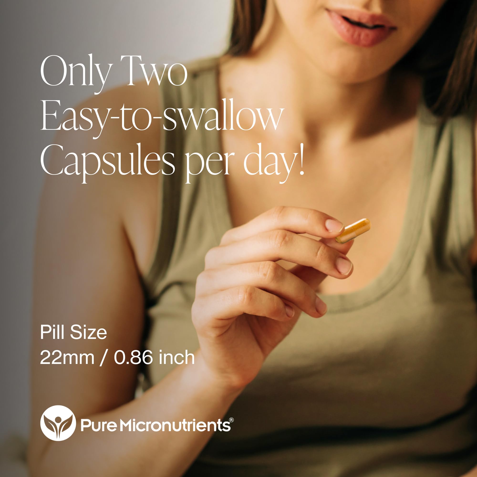 Pure Micronutrients cápsulas junto a comida para uso diario y conveniencia