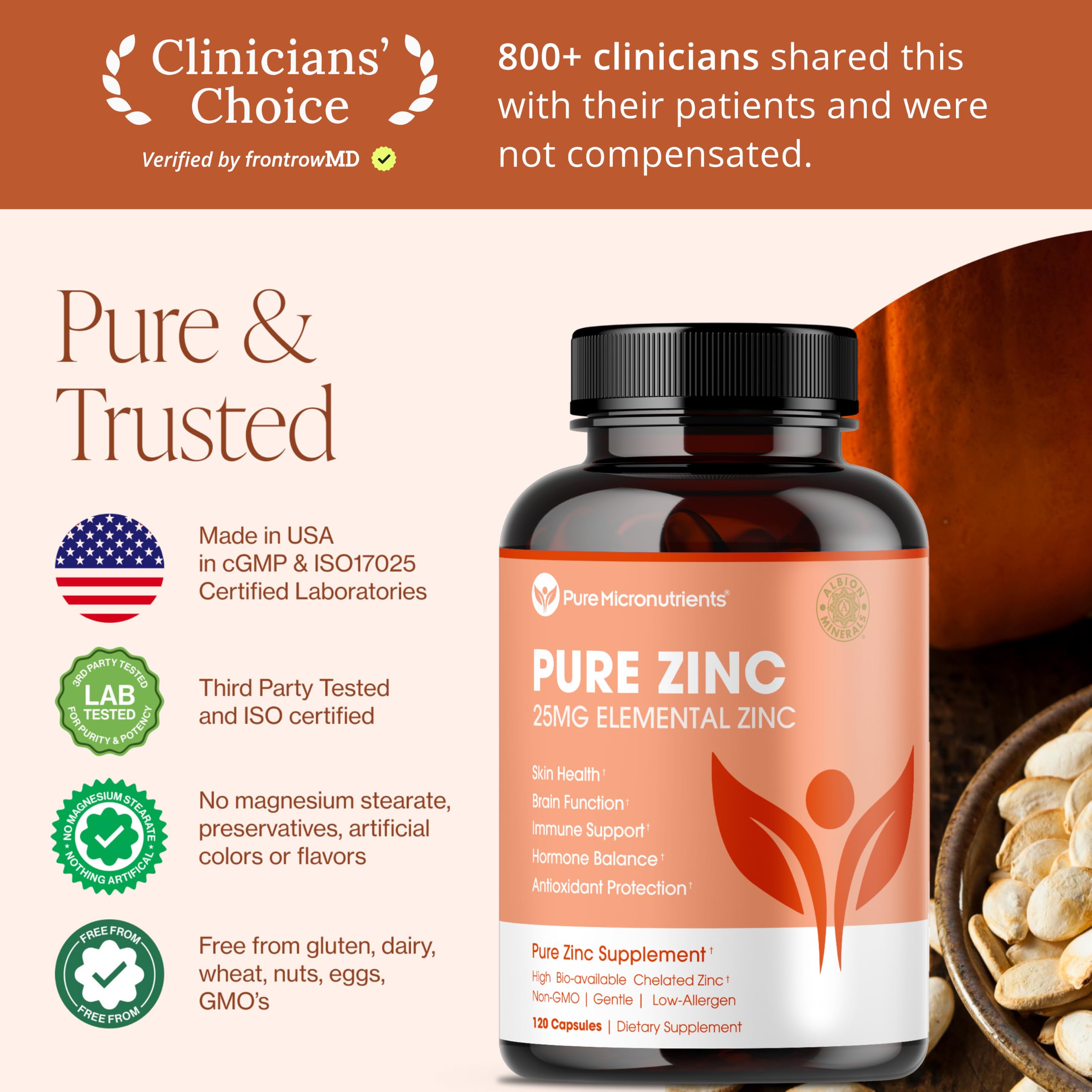Pure Micronutrients cápsula junto a vaso de agua para uso diario cómodo
