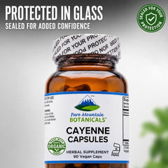 Pure Mountain Botanicals cápsulas dentro del frasco demostrando cantidad útil