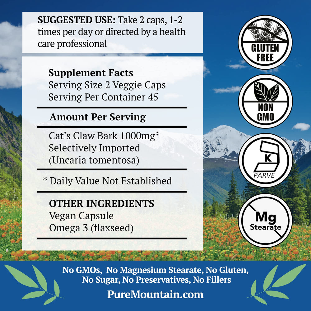 Pure Mountain Botanicals cápsulas sobre mesa para ver tamaño y forma