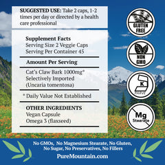 Pure Mountain Botanicals cápsulas sobre mesa para ver tamaño y forma