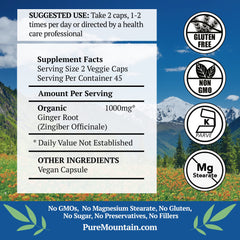Pure Mountain Botanicals cápsulas en mano para toma fácil y portable