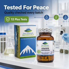Pure Mountain Botanicals cápsula vegetal abierta mostrando contenido puro