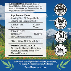 Pure Mountain Botanicals detalle de etiqueta que destaca ingredientes puros