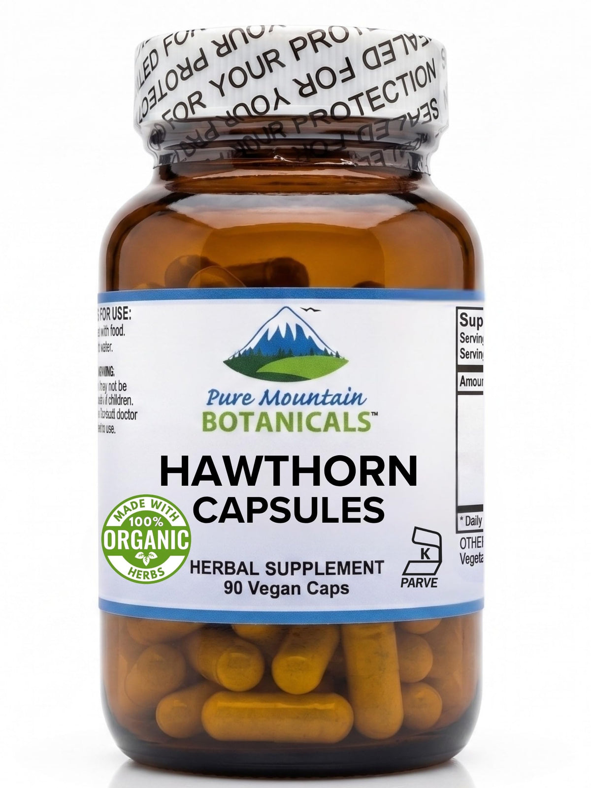 Pure Mountain Botanicals frasco frontal mostrando etiqueta y beneficios