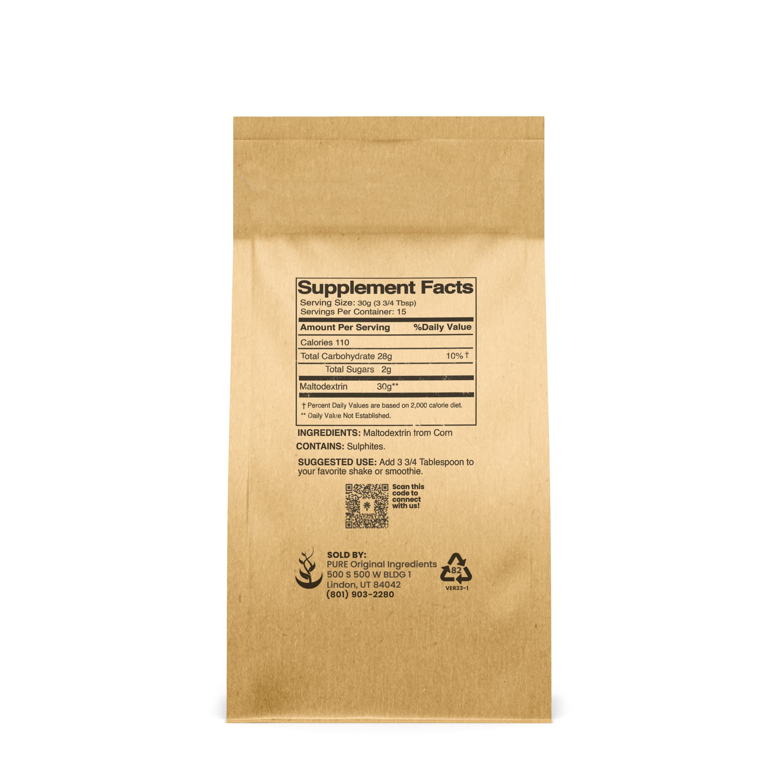 Pure Original Ingredients textura del polvo maltodextrina soluble y fina