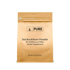 Pure Original Ingredients frasco frontal de sea buckthorn mostrando etiqueta clara y beneficio de pureza