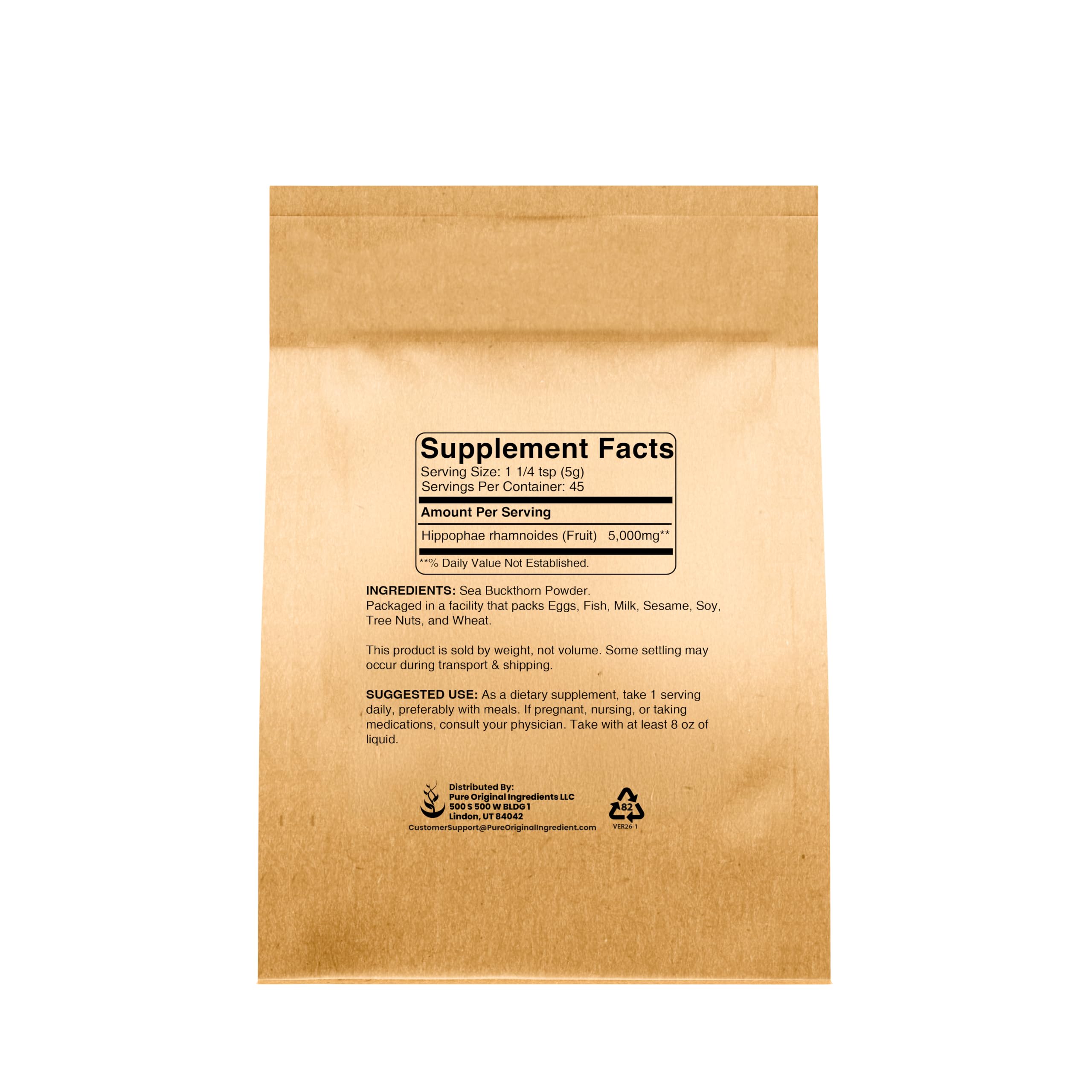 Pure Original Ingredients detalle del polvo fino de sea buckthorn que facilita mezclas