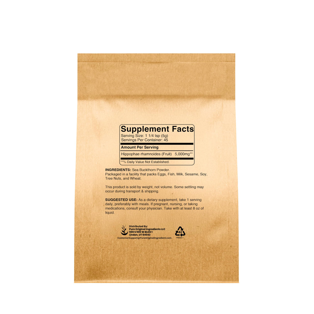Pure Original Ingredients detalle del polvo fino de sea buckthorn que facilita mezclas