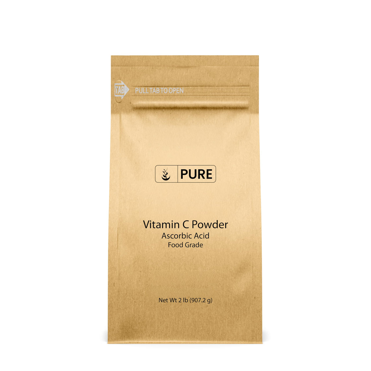 Pure Original Ingredients envase frontal de vitamina C polvo, presentación clara y confiable