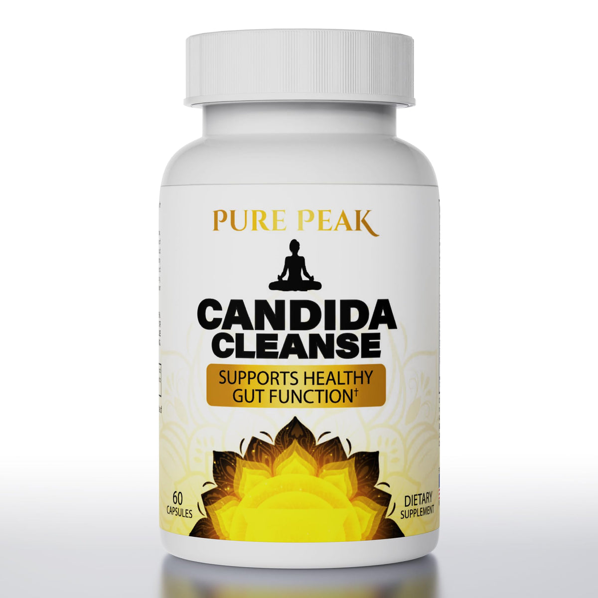 Pure Peak envase frontal mostrando etiquetas claras y beneficios para equilibrio intestinal