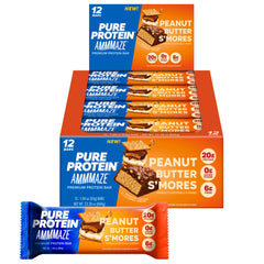 Pure Protein paquete frontal mostrando barras listas para llevar y conveniencia