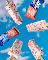 Pure Protein barra junto a una regla para comparar tamaño y porción práctica
