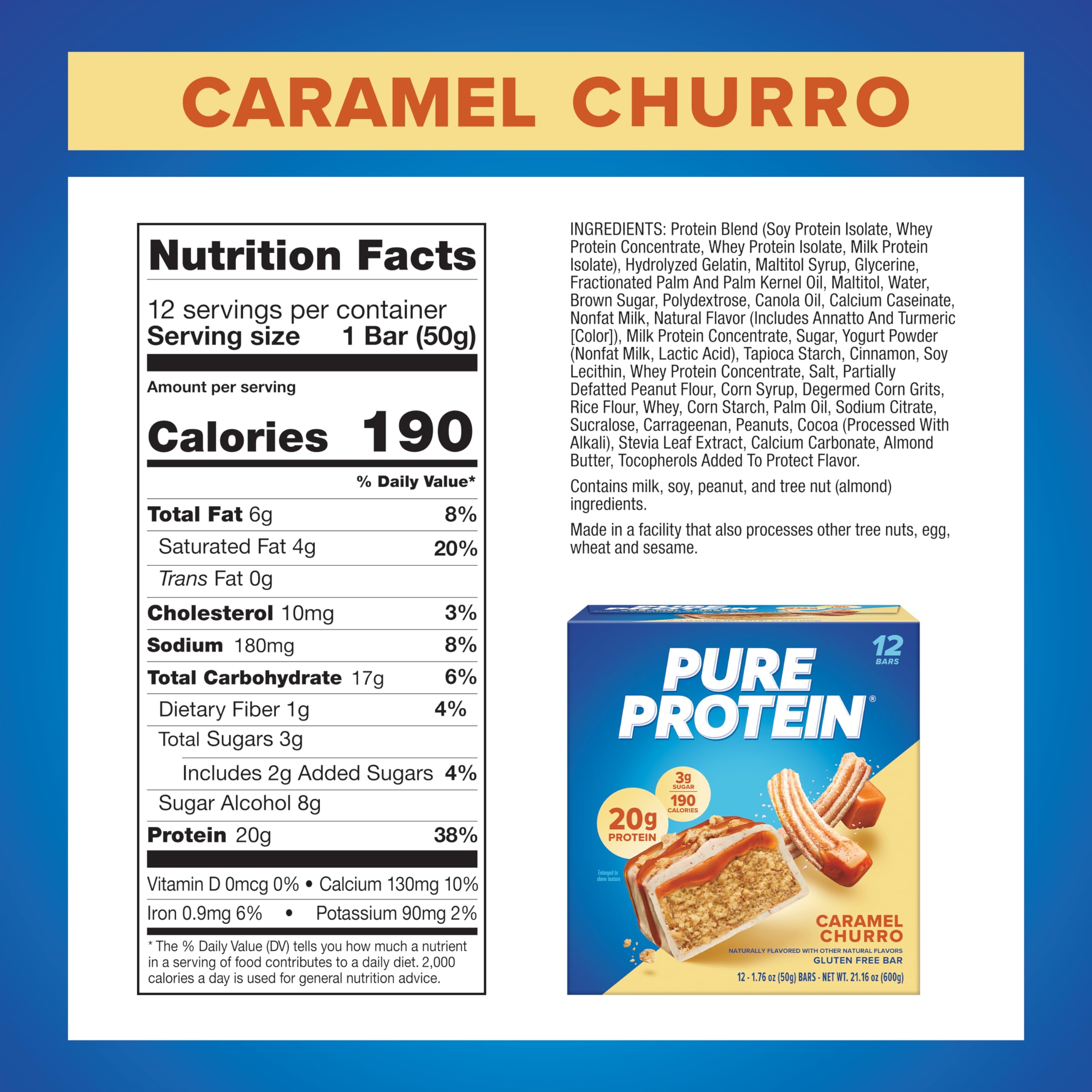 Pure Protein barra abierta con núcleo acaramelado y proteína visible
