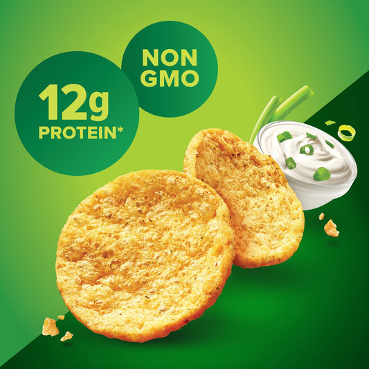 Pure Protein bolsa abierta con crisps crujientes que proporcionan proteína práctica