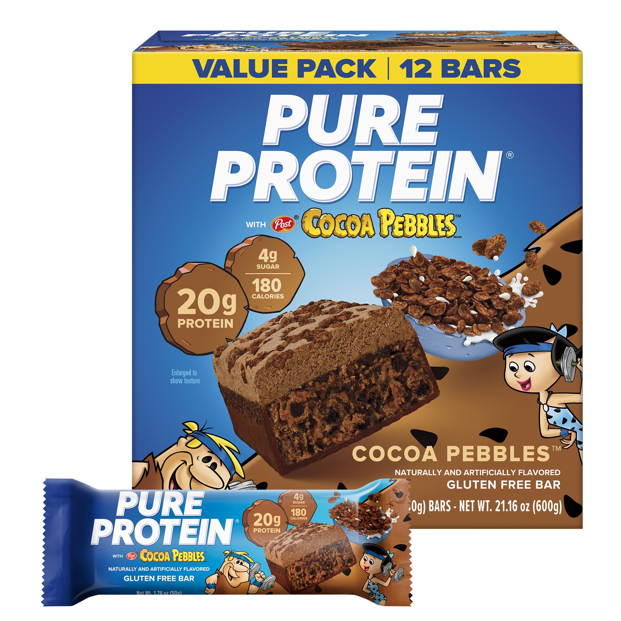 Pure Protein empaque frontal mostrando 12 barras para control de porciones