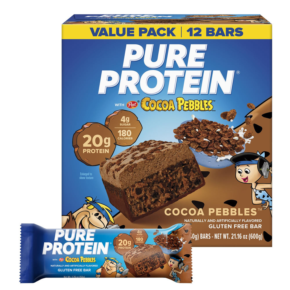 Pure Protein empaque frontal mostrando 12 barras para control de porciones