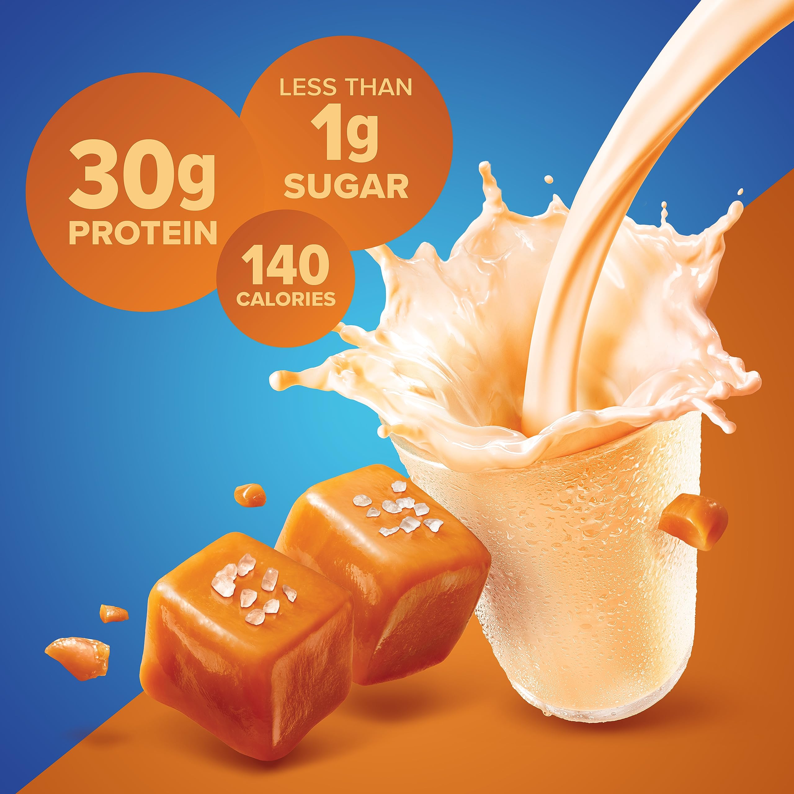 Pure Protein comparación de tamaño con mano que ilustra portabilidad