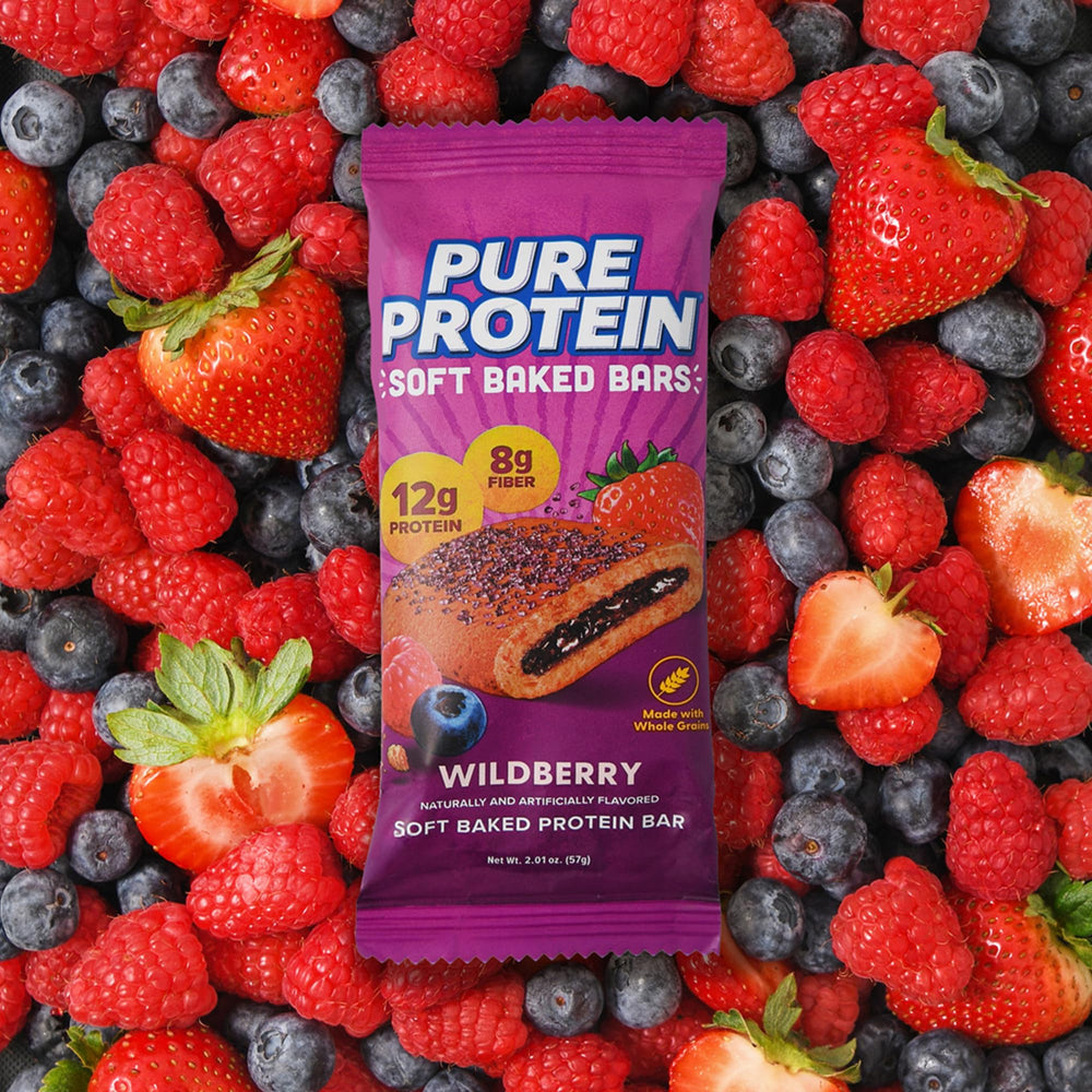 Pure Protein comparativa de tamaño junto a objetos para referencia clara