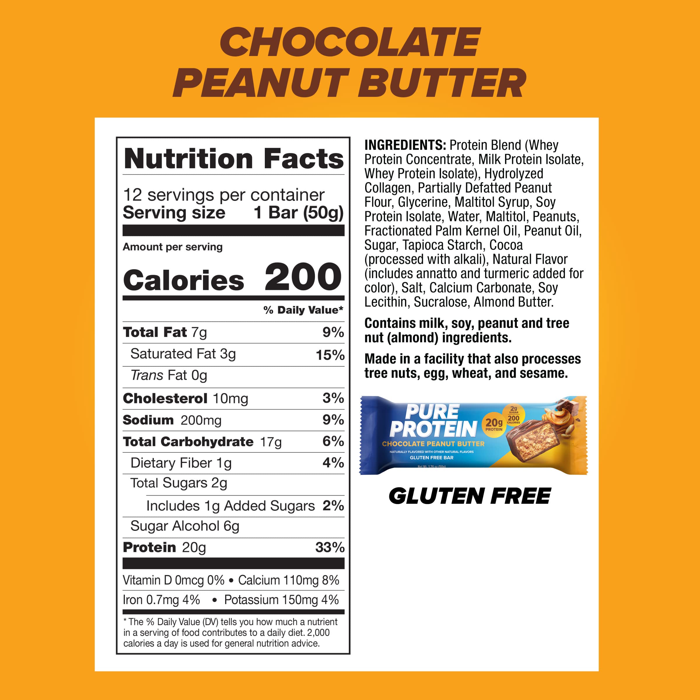 Pure Protein etiqueta nutricional en primer plano con macros claros y ventaja informativa
