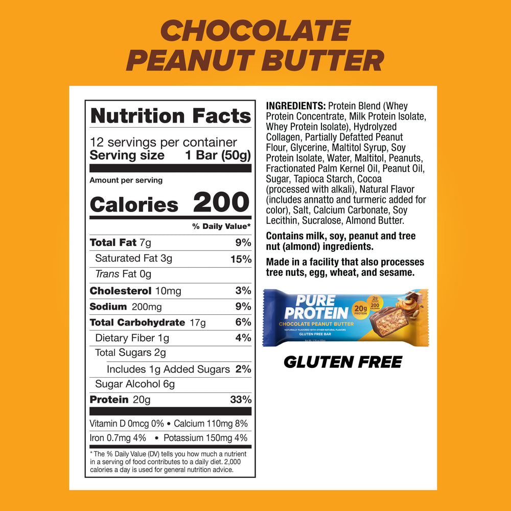 Pure Protein etiqueta nutricional en primer plano con macros claros y ventaja informativa