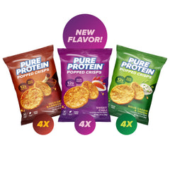 Pure Protein frente del empaque mostrando sabores y beneficios de proteína