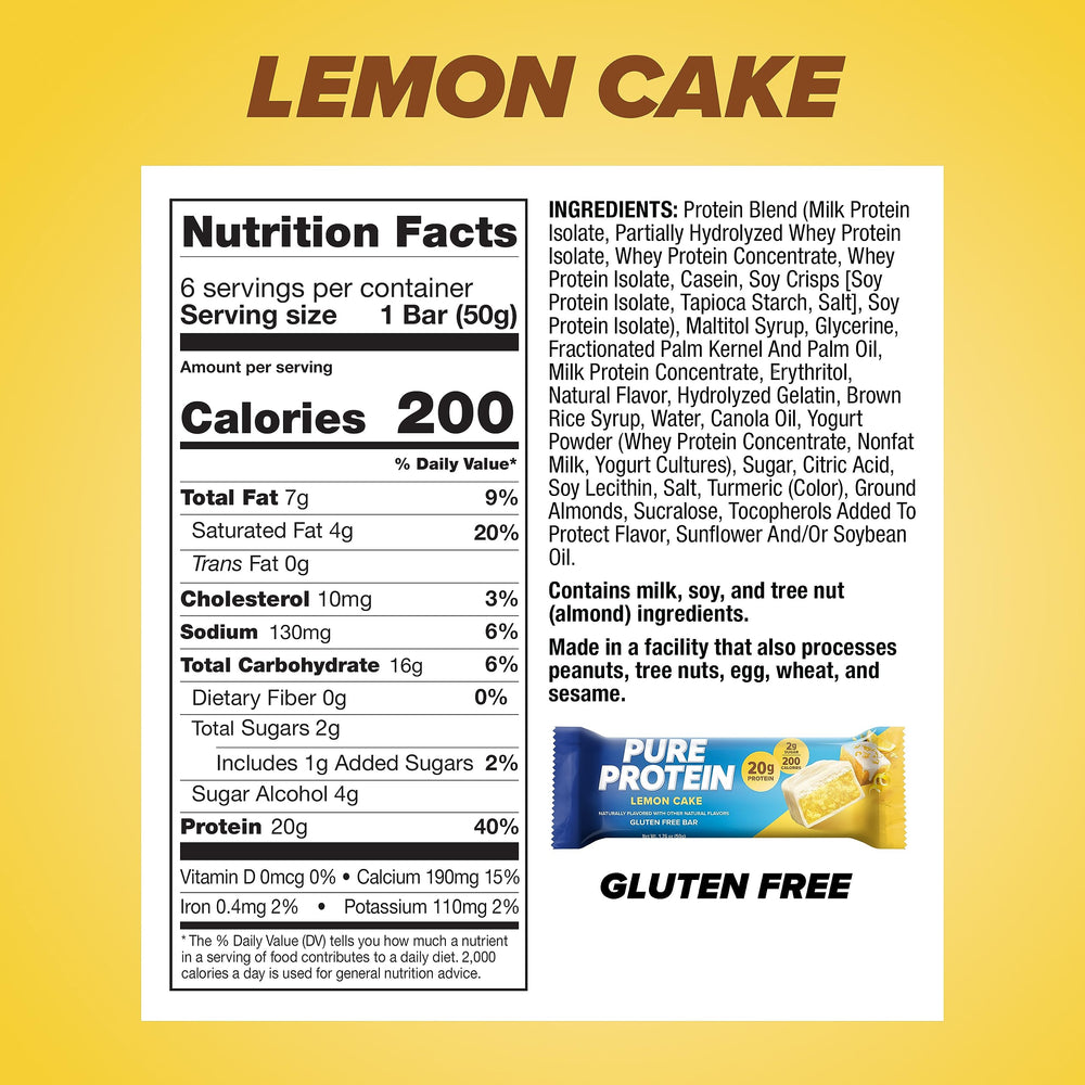 Barrita Pure Protein Lemon Cake en mano para escala y conveniencia en movimiento