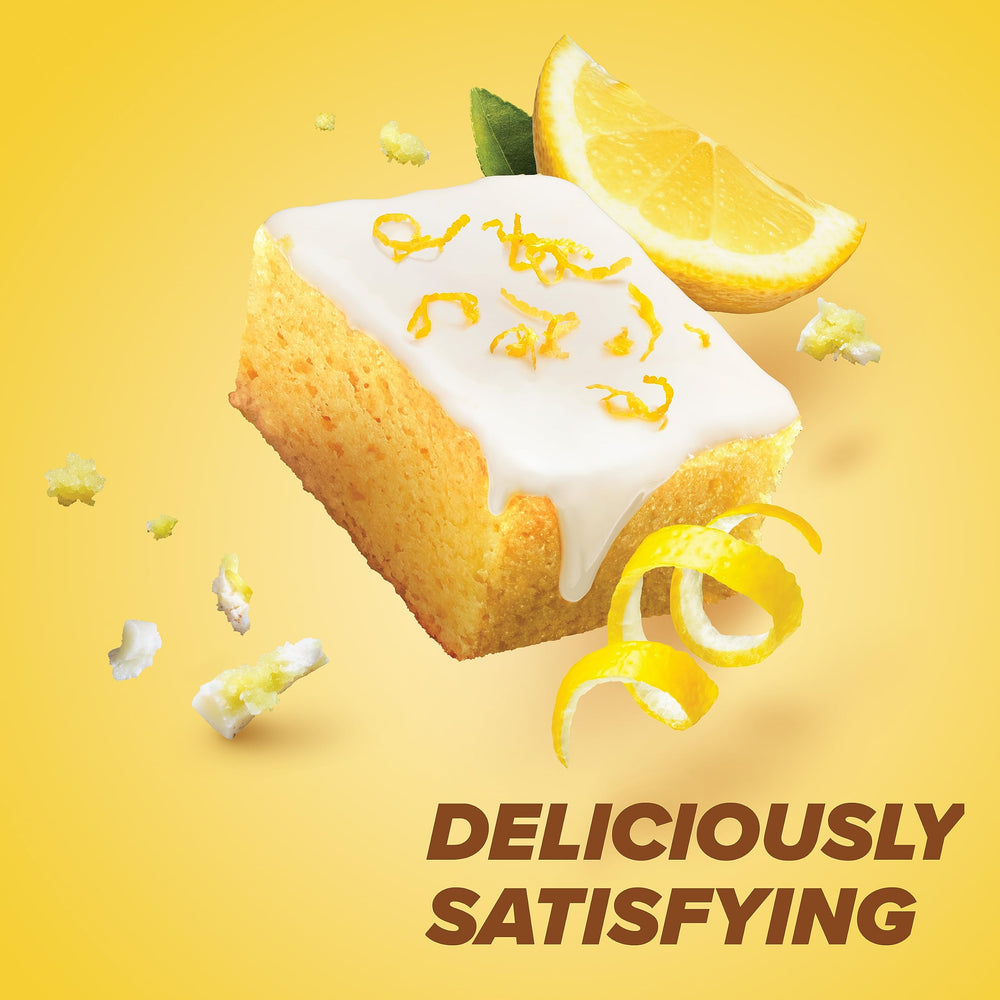 Dos barritas Pure Protein Lemon Cake abiertas mostrando relleno y porciones