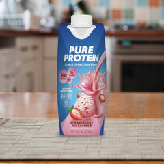 Pure Protein pack de 12 botellas fresa ideal para almacenamiento y conveniencia