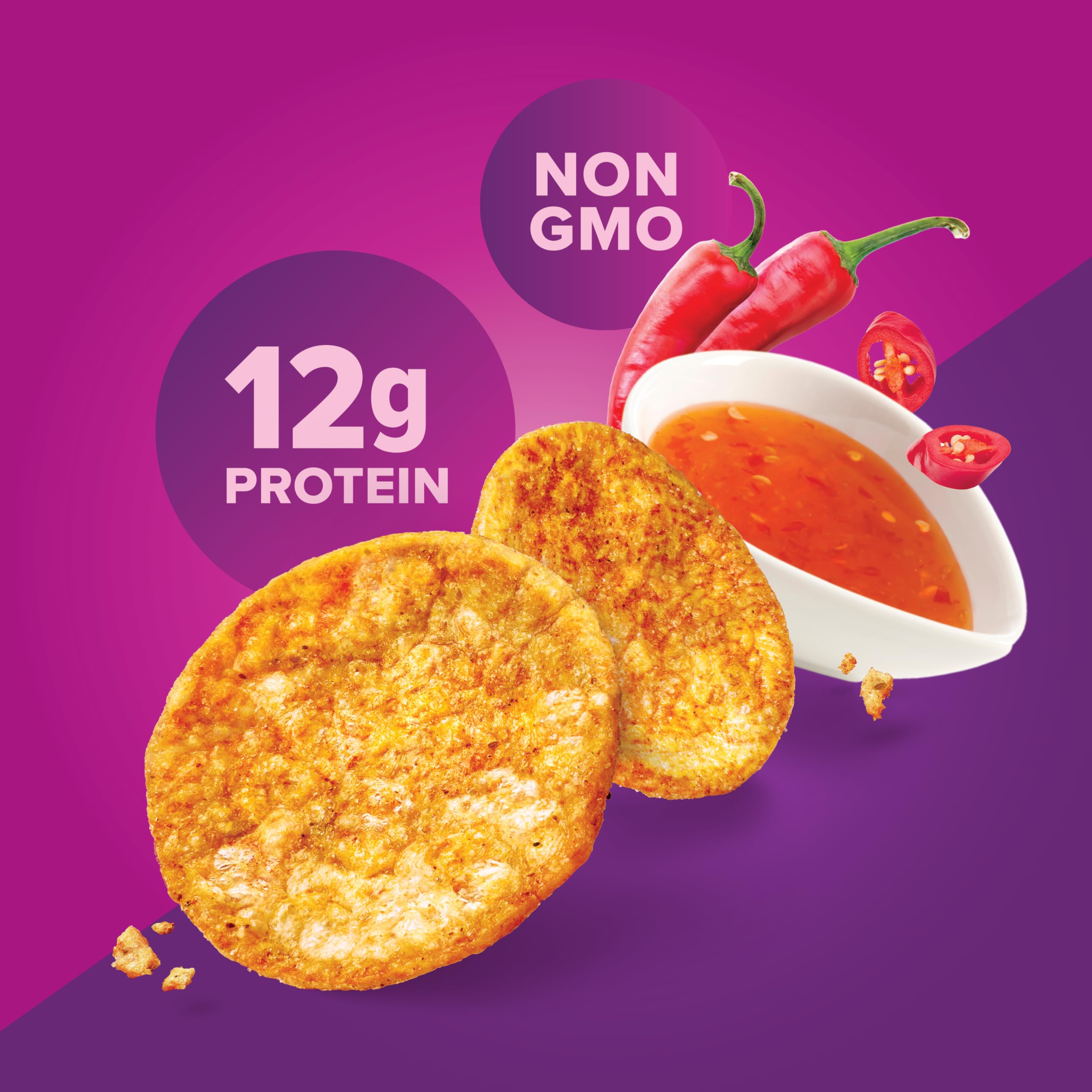Pure Protein bolsa en comparación con una mano para visualizar tamaño práctico