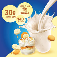 Pure Protein detalle de textura cremosa que promete sabor a pudín y saciedad