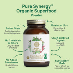 PURE SYNERGY polvo mezclado en batido verde para energía