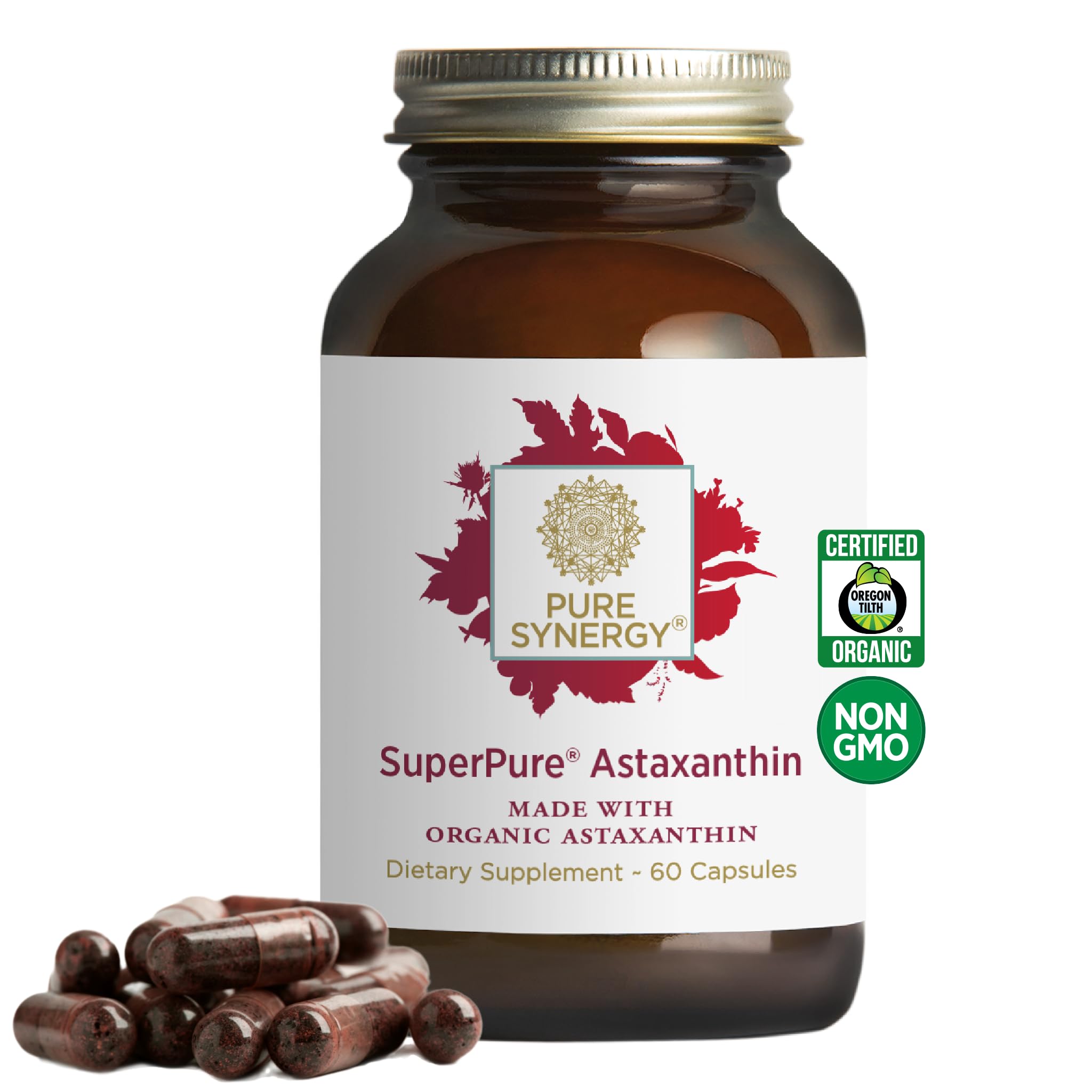 PURE SYNERGY frasco delantero mostrando etiqueta orgánica y cantidad