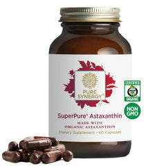 PURE SYNERGY frasco delantero mostrando etiqueta orgánica y cantidad