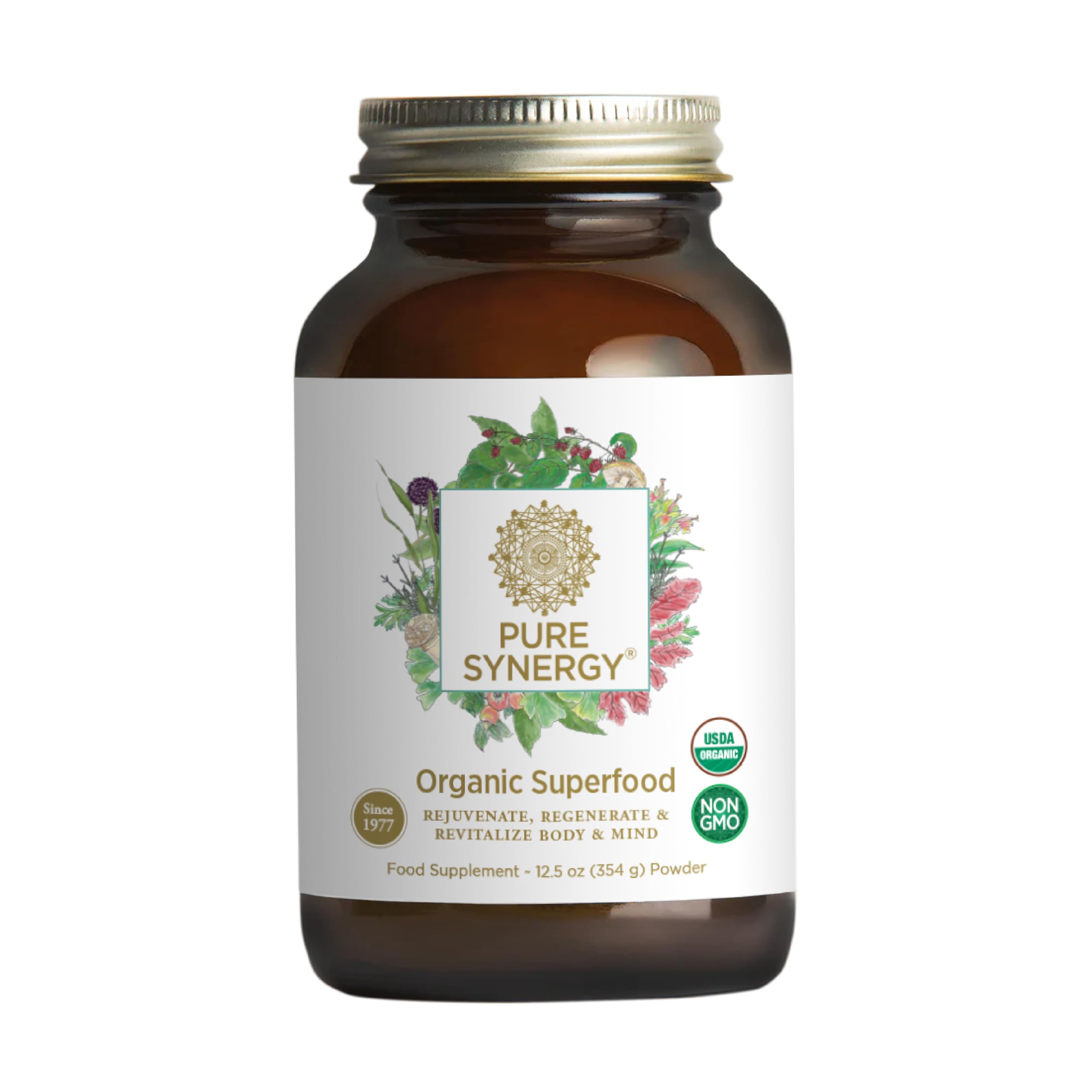 PURE SYNERGY ingredientes secos dispuestos que ilustran variedad