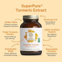 Pure Synergy textura del polvo de cúrcuma extracto, pureza y origen orgánico