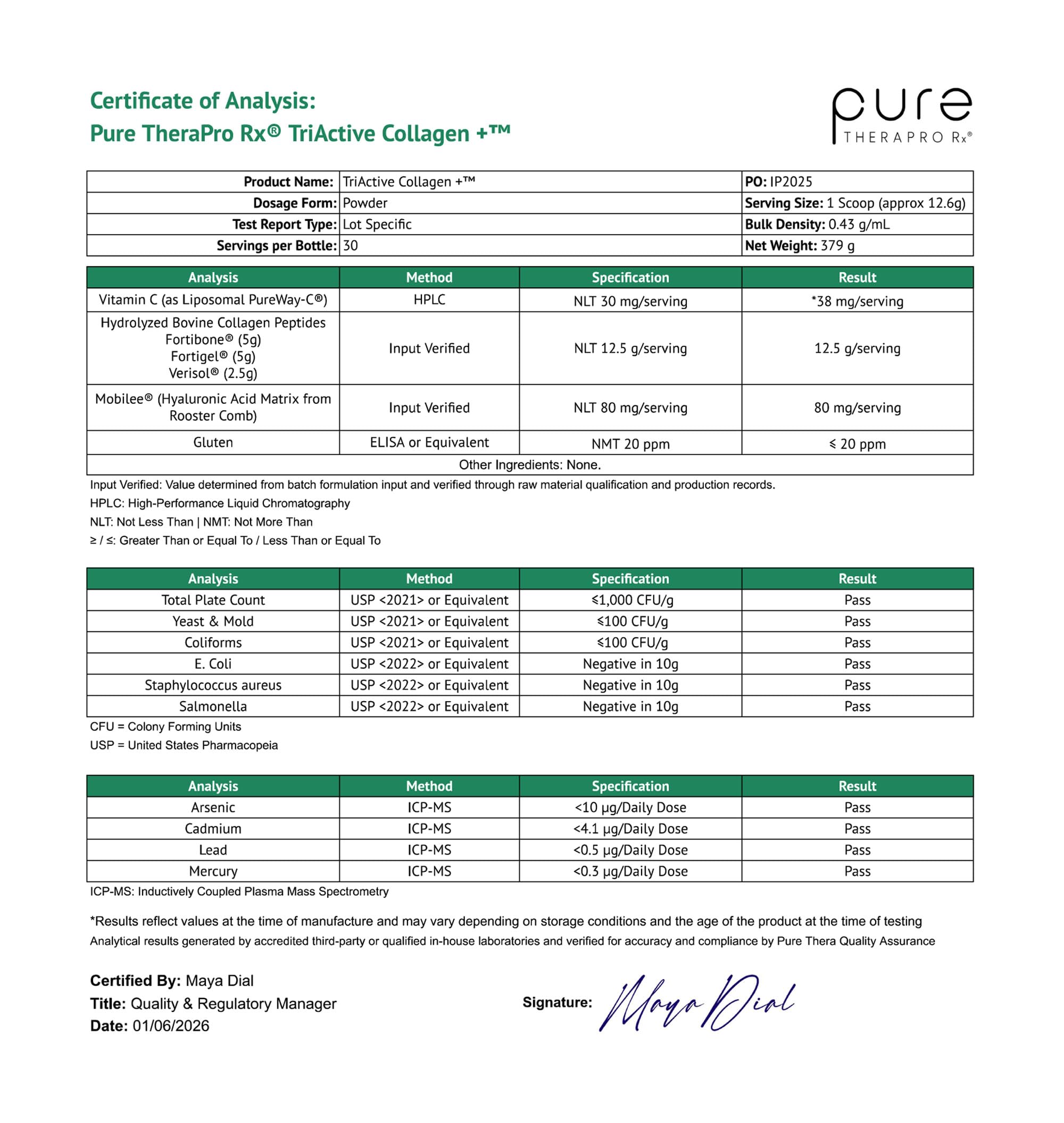 Pure Therapro Rx caja abierta con envase y folleto informativo